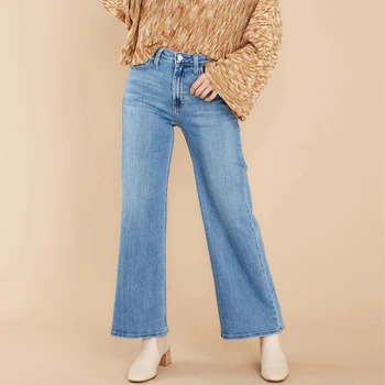 Nova Moda Streetwear Solta Reta Calças Cowgirl Casual Cintura Alta Selvagem Mulheres De Jeans, Calças De 2022 Lavado Sólido Wide Leg Jeans
