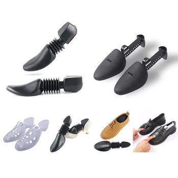 1Pair Prática Unisex Shaper Formas Maca de Plástico Ajustável Comprimento Sapato Árvore Para Mulheres, Homens Sapato Preto Racks de Moda de Nova