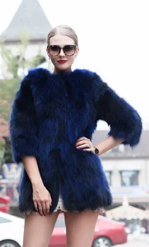 genuíno mulher Real natural raccoon casaco de pele da menina de moda manga 3/4 longo casaco senhora outwear inverno quente