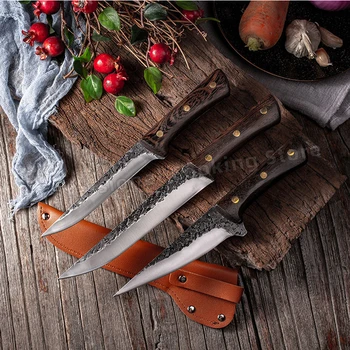 Mão-forjado desossa faca de cozinha em aço Inoxidável faca, cutelo de Carne de Peixe de cortar a faca de cozinha doméstica ferramentas