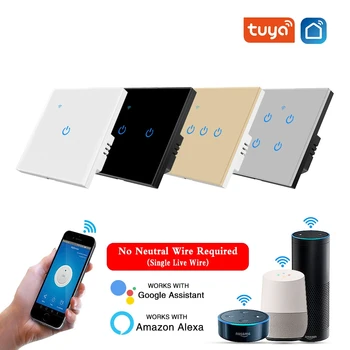 Padrão da UE 1/2/3/4gang TUYA wi-Fi Smart Touch Mudar de Casa de Parede de Luz Botão Smart Switch Para Alexa e Google Assistente