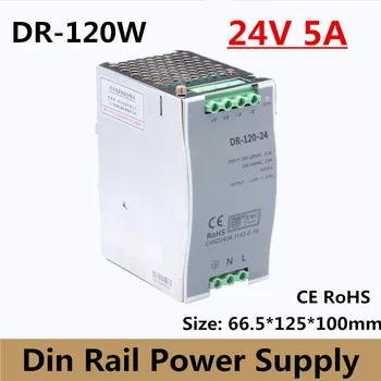 (DR-120-24), 24v 5a trilho din de comutação da fonte de alimentação 120w 24VDC Trilho DIN fonte de alimentação para o diodo emissor de luz do CCTV frete grátis