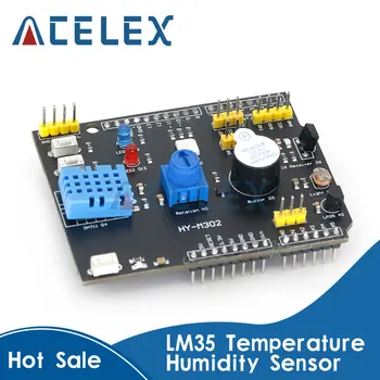 DHT11 LM35 de Temperatura e Umidade Sensor Multifunções Placa de Expansão do Adaptador Para o Arduino UNO R3 RGB LED Receptor de IR Campainha I2C