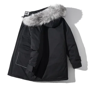 Inverno casaco parka homens meados de comprimento solto tamanho grande 5XL jaqueta com capuz homens de grossa quente e à prova de cor sólida casaco de algodão