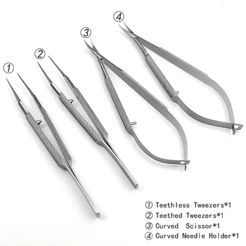 Porta agulha Micro tesouras, Pinças de aço Inoxidável Instrumentos Oftalmológicos