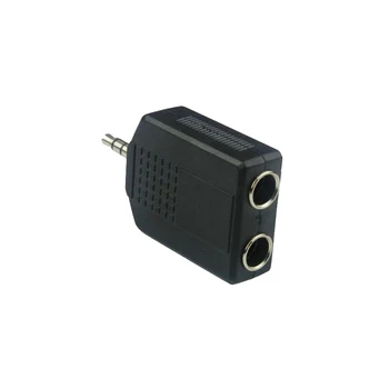 2 PCS 3,5 mm 3 Pólo Estéreo conector Macho para 2 6,35 mm / 6,5 mm Fêmea jack de Áudio Plugues de Tomada Conversor Adaptador de Conector Para Microphon